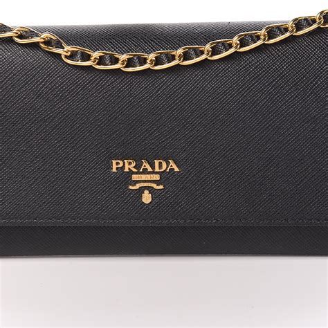 prada saffiano metal oro chain wallet used|Prada saffiano wallet price.